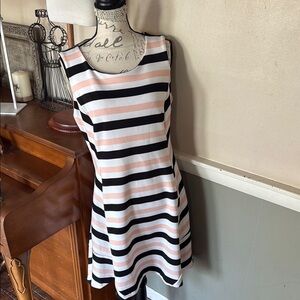 Worthington White and Black A-Line Midi Dress NWT